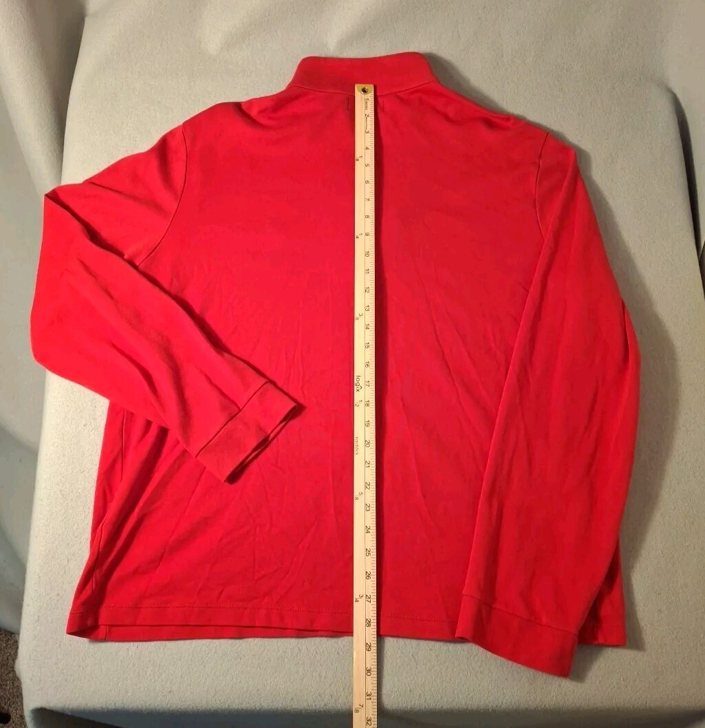 PONY Polo Ralph Lauren 1 4 Zip Felpa Uomo XXL Rosso Vintage Pima Cotone Morbido
