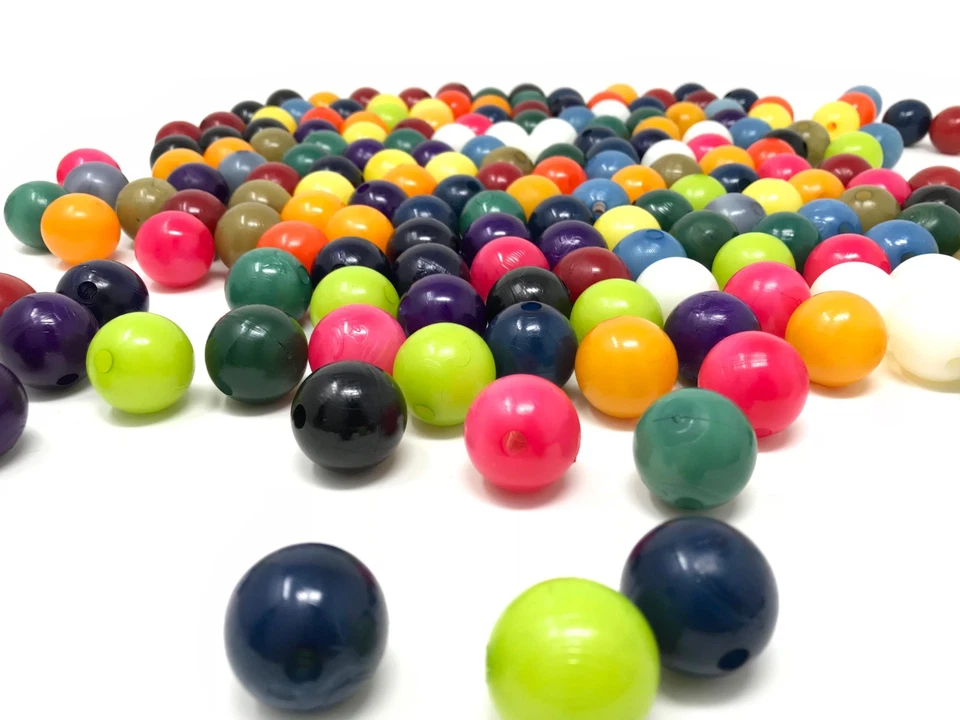 100 esferas de bolas de nailon de 1" con agujeros perforados disponibles en cualquier color hágalo usted mismo artesanía Foto 2 de 3