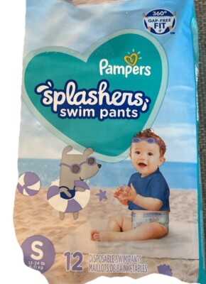 Pampers Splashes Swim Pants Size S 13-24 Lbs 6-11 kg 12 Diapers Sealed