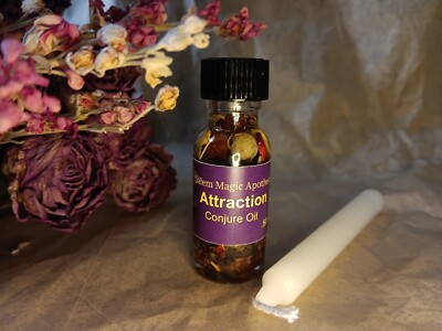 Attraction Conjure Oil/ 1/2 oz/ With Candle/Good Fortune, Love, Protection 