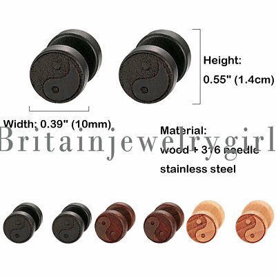 6pc Stainless Steel Fake Ear Stretcher Plugs - Barbell Style Cheater Earrings For Men & Women