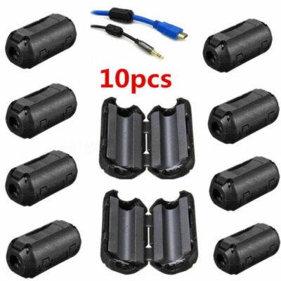 10pcs 5mm Clip-on Noise Ferrite Core Ring Bead Filter RFI EMI Cable Clip Black