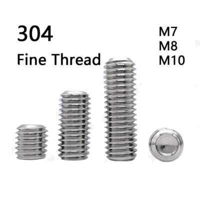 Fine Thread Stainless Steel Hex Socket Set Screw Cup Point Grub Screws M7 M8 M10