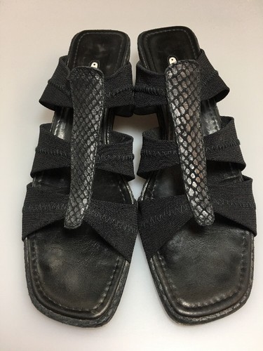Donald J Pliner Slip On Mesh Elastic Leather Snake Sandals Size 7 N Black - Picture 4 of 12