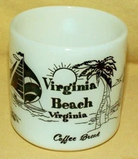 Virginia Beach Mug VA Virginia White Milk Glass Coffee Break Tea Cup Federal 45