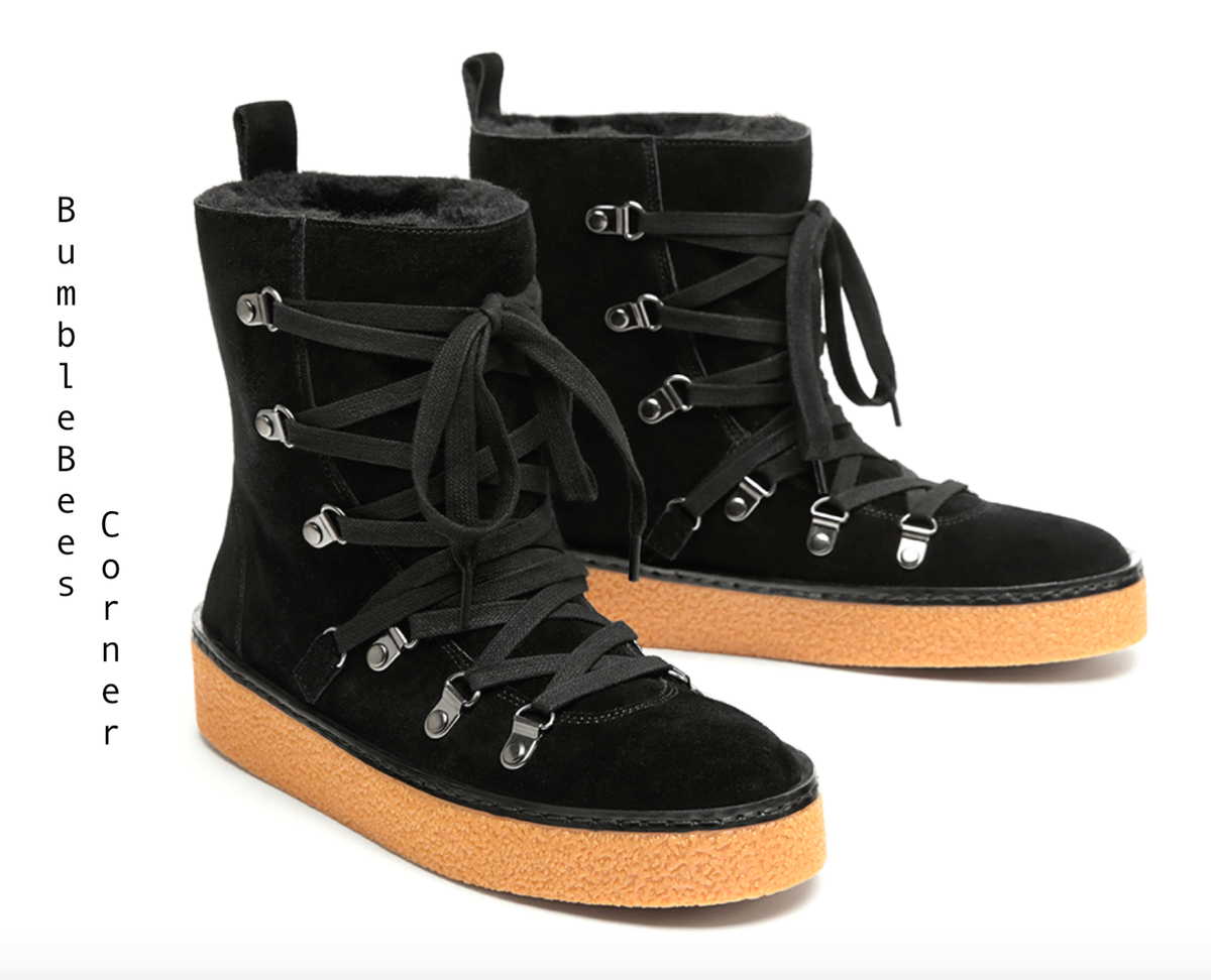 ZARA Ankle Boots SUEDE LEATHER Lace-Up Hiker SHEARLING Shoes 37 NWT 5160/040