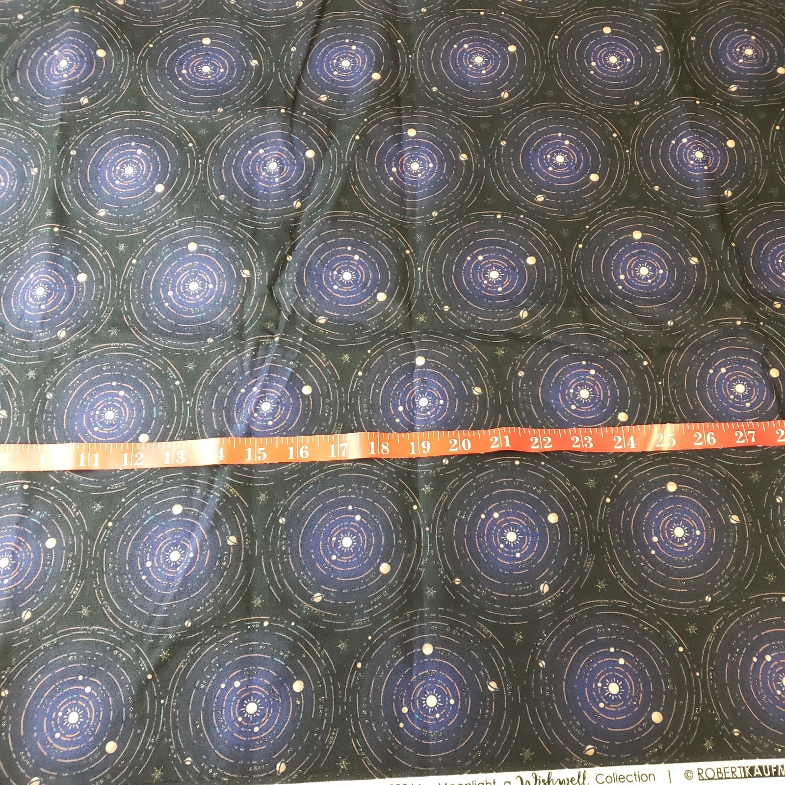 Moonlight Solar System Fabric 1 Yd Robert Kaufman Wishwell Galaxy Cotton Quilt