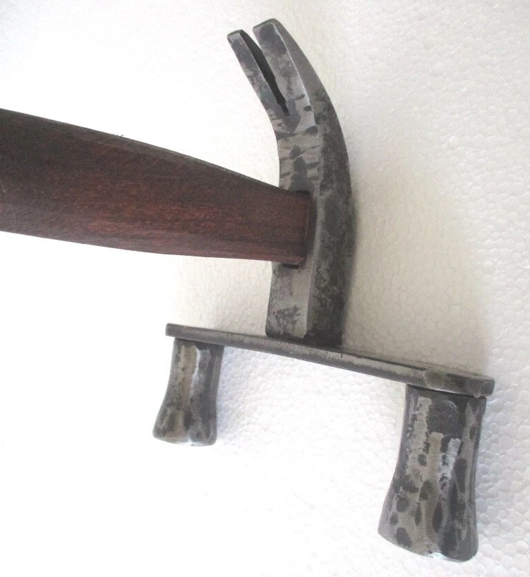 ANTIQUE OLD TOOL TWO HEADS HAMMER WITH CLAWS UNUSUAL RARE