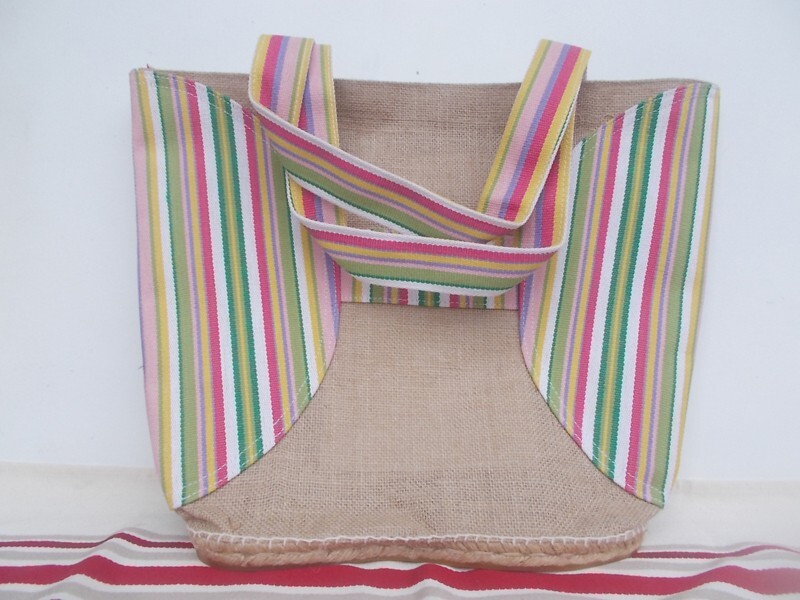 Sac cabas décor basque premium finition semelle espadrille