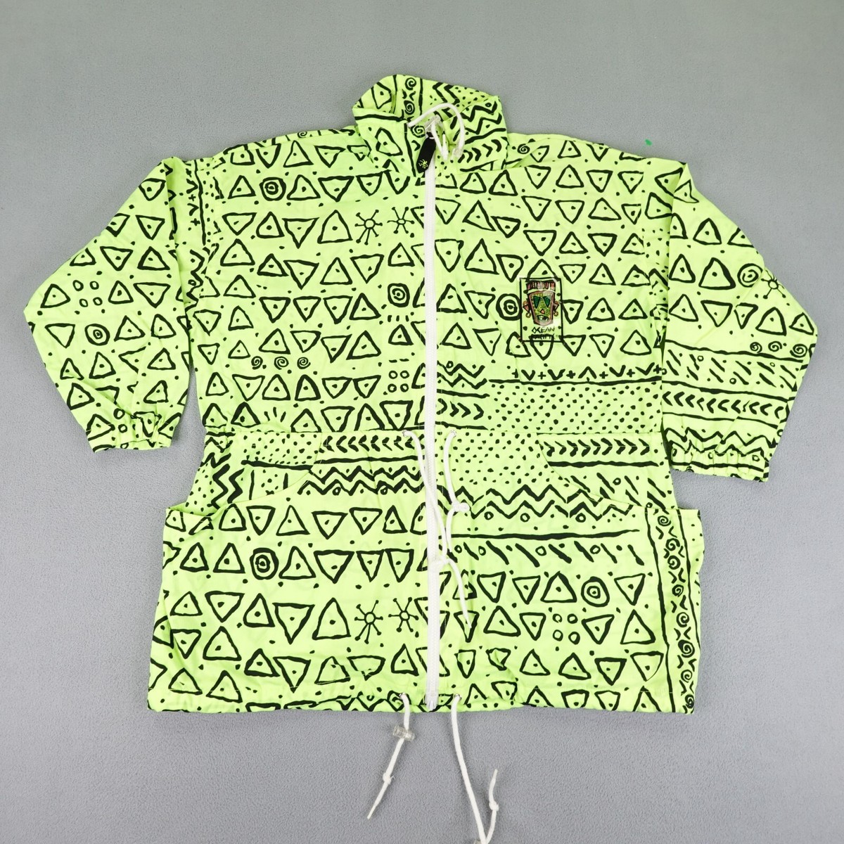 Vintage OP Jacket Mens XL Green Black Tribal Ocean Pacific Zip Up