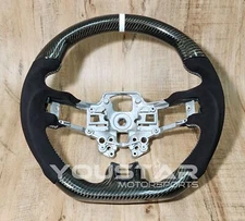 CARBON Alcantara White Stitch Shelby Style Steering Wheel for Ford Mustang 18-23