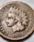 New Listing1881 Indian Head One Cent Penny 1C US Coin! G #12534