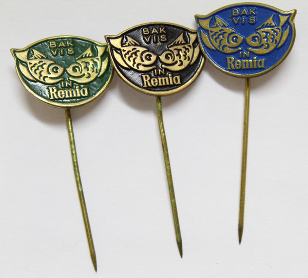 3 PINS DE ALFILER Insignia Bak Vis in REMIA Alimentacion  Holanda c.1960 VINTAGE