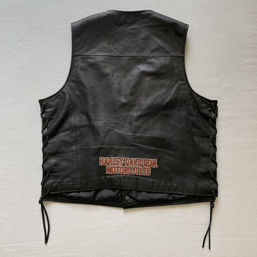 Vintage Harley Davidson Leather Vest Mens XL Pathway Snap Lace Up Sides Biker