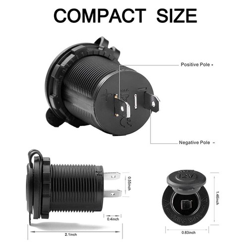 2PCS 12V Car Marine ATV Cigarette Lighter Socket Power Outlet Receptacle Plug - Picture 2 of 5