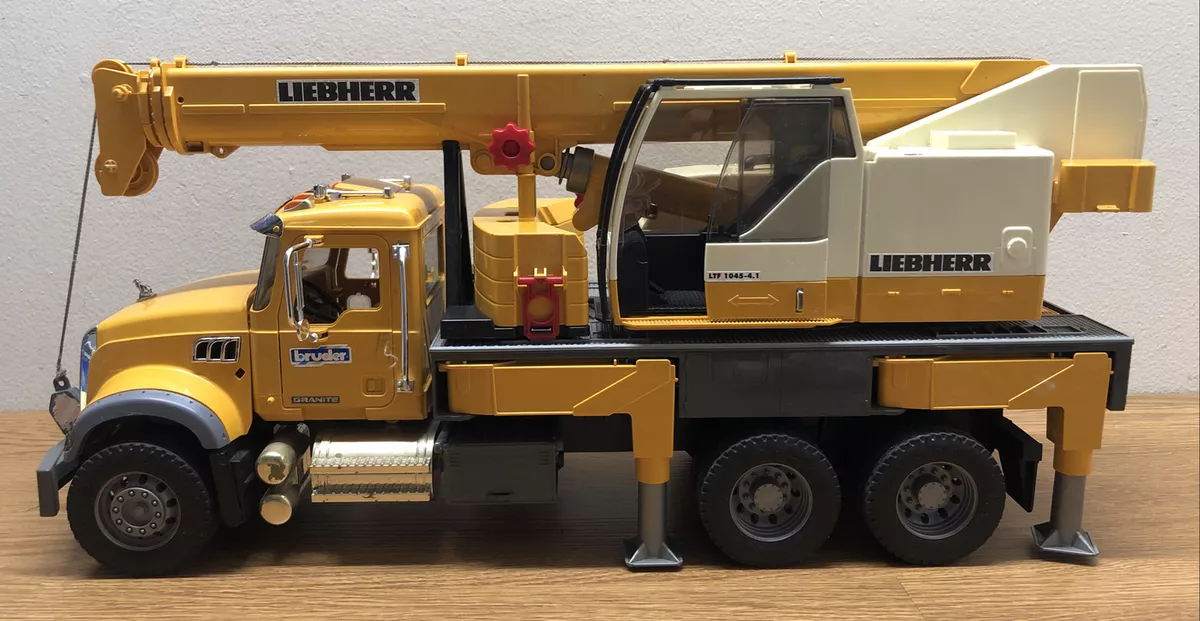 BRUDER 02818 Mack Granite Liebherr Crane Truck 2007 Germany Selling As is