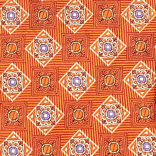 JoS. A. Bank Peach Tie - Peach Grey White Medallion Geometric Pattern 100% Silk - Picture 8 of 12