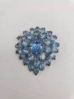 Vintage Weiss Brooch Pin Blue Rhinestone Silver Costume Jewelry Women Accessory