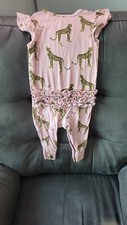 Posh Peanut Bamboo Ruffle Cap Sleeve Romper, Size 18-24 Months, Pink Cheetah