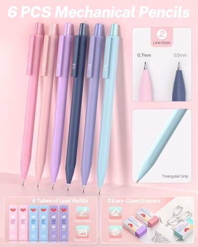 40PCS Aesthetic School Supplies with Cute Pen Case, 12 Color Pastel 40 PCS - Bild 7 von 7
