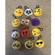 Plush Emoji Keychain Party Favors Set of 12 Assorted Designs Multicolor