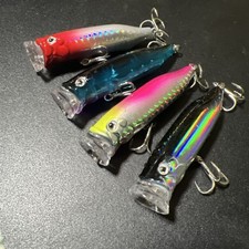 Lure set, 4 poppers, saltwater, black porgy, sea bass, sea fishing