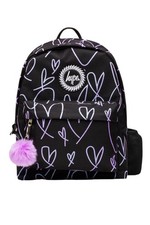 Image of hype Girls Backpack, Black One Size, Black/Purple Glitter Scribble Hearts 
