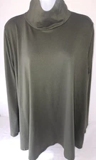 Women's olive-green Acting Pro 2XL light flowing long sleeve turtleneck exc (10)