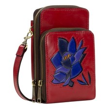 Patricia Nash Albertine Leather Phone Crossbody Wallet- Rosewood