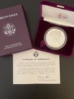 1986-S United States American Eagle 1 ounce silver coin with box and COA