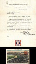 American League Baseball Club of New York - Autographed Letter - Autographs of