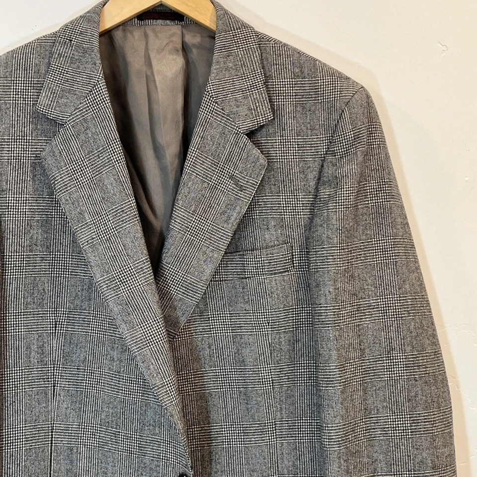 Abrigo deportivo para hombre talla 42L Alexander Shields gris carbón azul abrigo deportivo a cuadros Foto 3 de 4