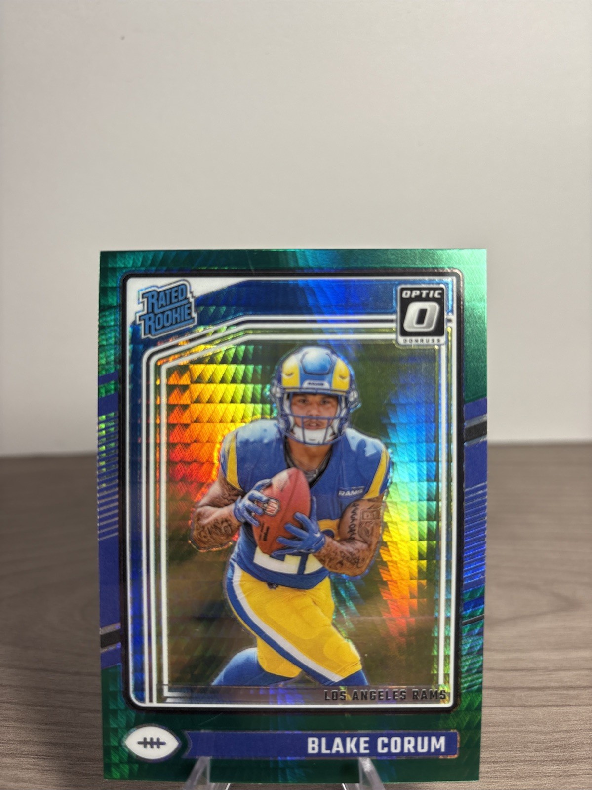 2024 Panini Donruss Optic - Rated Rookie Blake Corum #208 Green Hyper Prizm (RC)