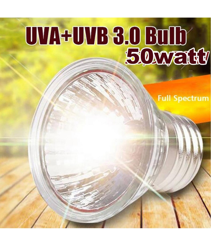 Lampada Giorno Per Rettili Tartarughe Terrario 50w Luce Solare Raggi Uva+uvb 3.0