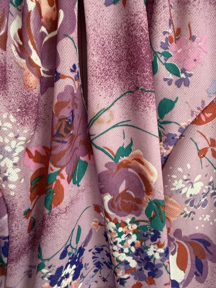 Dress Vintage Floral 70s 80s Shift Secretary Poly Knit Womens Size XL Vtg - Image 3 of 4