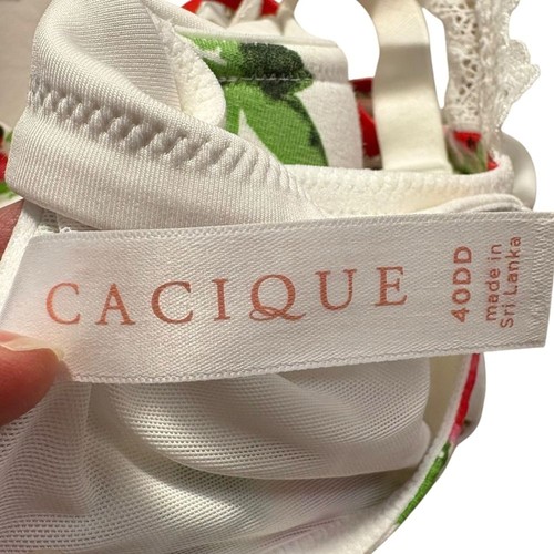 CACIQUE | Women's Floral Boost Plunge Front Closure Strappy Lace Bra size 40DD - Picture 9 of 11