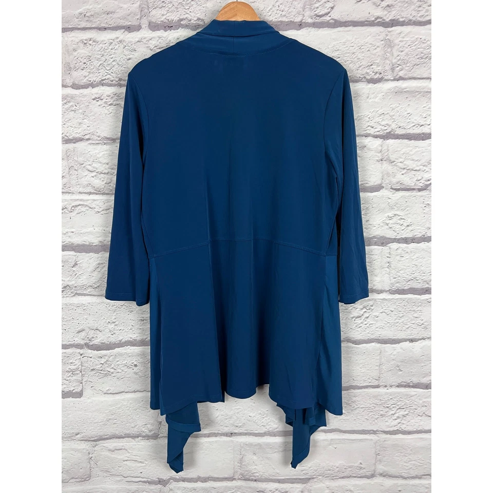 Cárdigan abierto etéreo arte minimalista Susan Graver tejido líquido para mujer M Foto 4 de 4