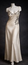Vintage Victoria  s Secret 100 Silk Embroidered Slip M Y2K Maxi Long Nightgown