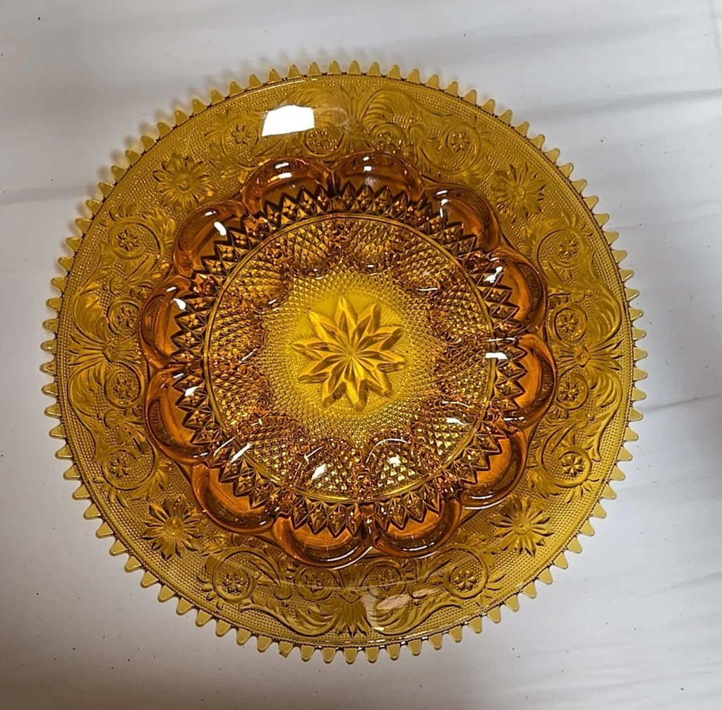 Vintage Tiara Indiana Glass~Amber Sandwich Glass ~Deviled Egg Platter 12"