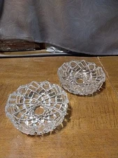 Set of 2 Cut Glass Bowls Sawtooth Rim 4.5" Diameter 1.5" Deep