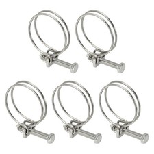 5 Pcs 40-45 mm 201 Stainless Steel Double Wire Hose Clips with M6 Screw