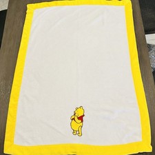 Disney Baby Winnie The Pooh Ivory Blanket Fleece Yellow Trim Security 30" x 40"