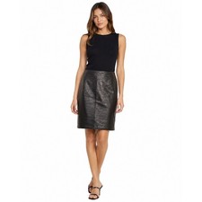 Vintage Grownbeans Karen Groner Black Lambskin Leather Skirt W31