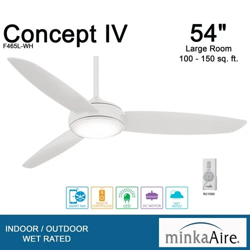 Minka-Aire F465L-WH Concept IV 54" LED Smart Ceiling Fan in White 3-Blade  White - Picture 4 of 4