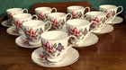 10 Paragon Demitasse Cups & Saucers Purple 4-Petal Clematis 1960s MINT Condition — photo 1
