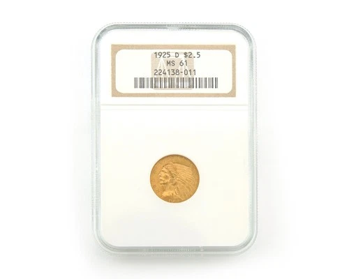 1925-D Indian Head Quarter Eagle $2.5 Gold NGC MS61