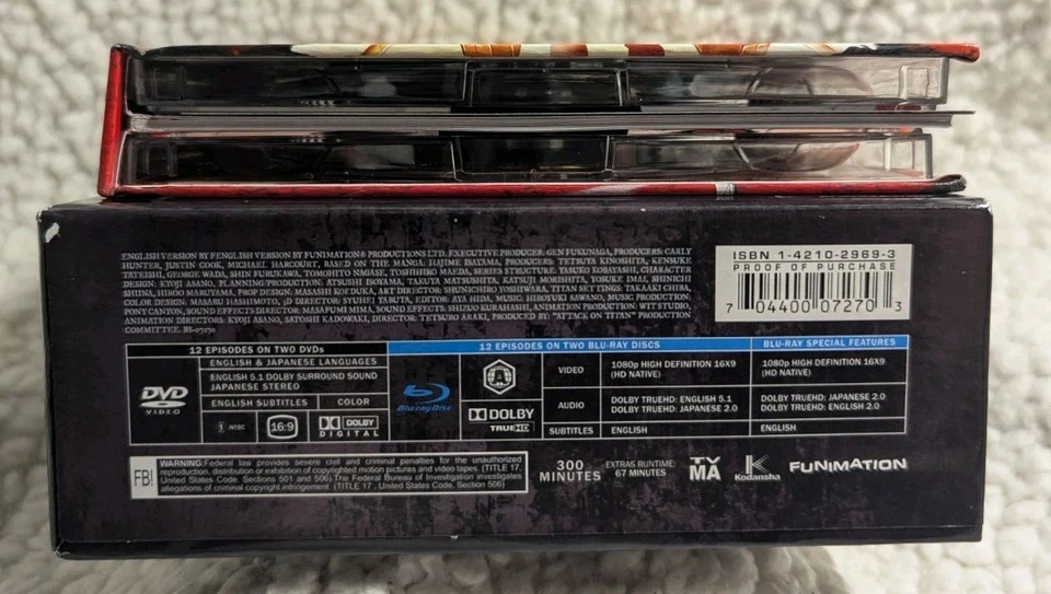 Attack On Titan Limited Edition Season 1 Part 1 & 2 Blu-ray/DVD Complete CIB LOT - Image 4 of 4