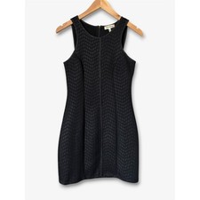 Monteau Basketweave Textured Black Mini Dress Womens Small Dark Romantic 90s LBD