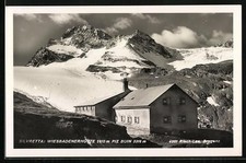 Wiesbadenerhütte, hut with the Piz Buin, postcard 