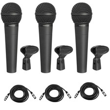 Behringer ULTRAVOICE XM8500 Dynamic Cardioid Vocal Microphones 3 Pack, Bundle